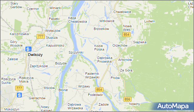 mapa Dąbrówka Pniowska, Dąbrówka Pniowska na mapie Targeo