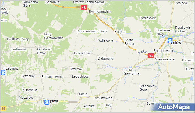 mapa Dąbrowno gmina Niegowa, Dąbrowno gmina Niegowa na mapie Targeo