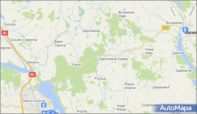 mapa Dąbrowskie-Osada, Dąbrowskie-Osada na mapie Targeo