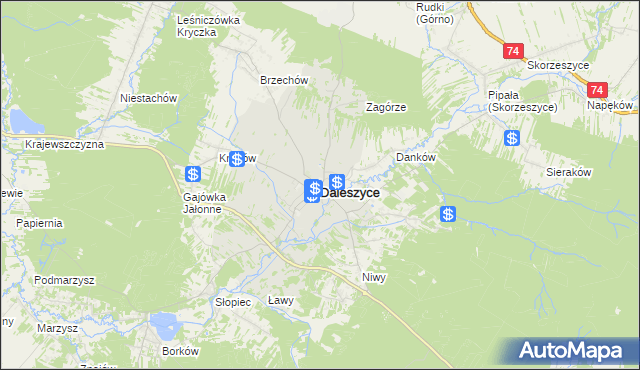 mapa Daleszyce, Daleszyce na mapie Targeo