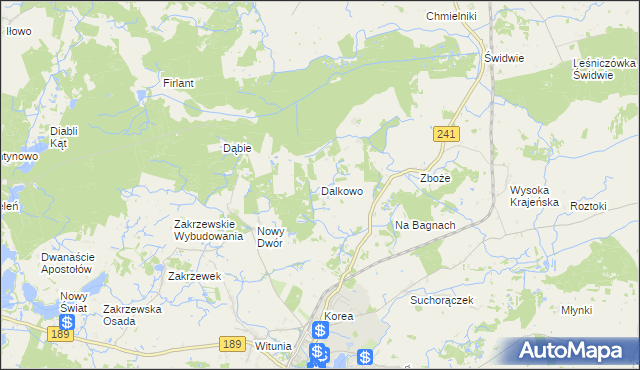 mapa Dalkowo gmina Więcbork, Dalkowo gmina Więcbork na mapie Targeo