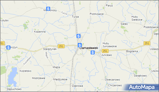 mapa Damasławek, Damasławek na mapie Targeo