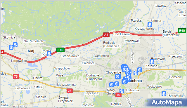 mapa Damienice, Damienice na mapie Targeo