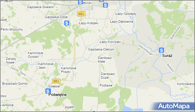mapa Daniłowo Małe, Daniłowo Małe na mapie Targeo