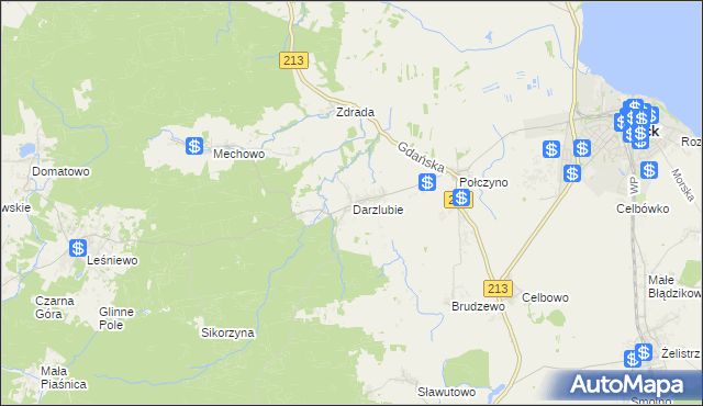 mapa Darzlubie, Darzlubie na mapie Targeo