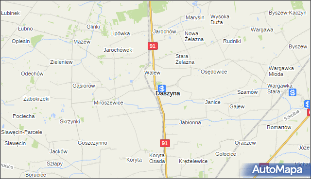 mapa Daszyna, Daszyna na mapie Targeo