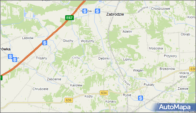 mapa Dębinki gmina Zabrodzie, Dębinki gmina Zabrodzie na mapie Targeo
