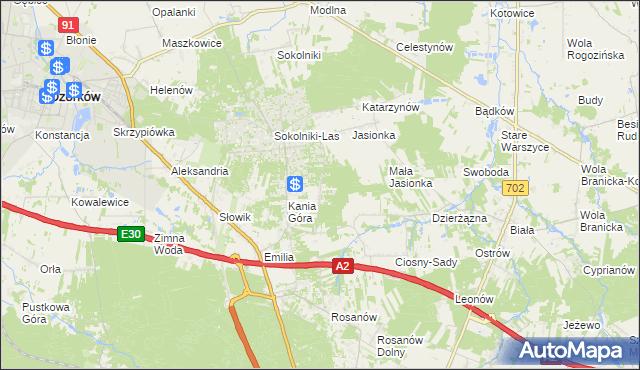 mapa Dębniak gmina Zgierz, Dębniak gmina Zgierz na mapie Targeo