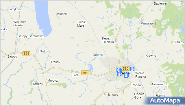 mapa Dębnik gmina Reszel, Dębnik gmina Reszel na mapie Targeo