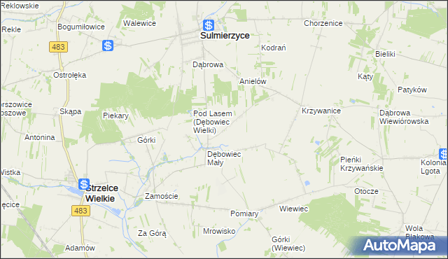 mapa Dębowiec Wielki, Dębowiec Wielki na mapie Targeo