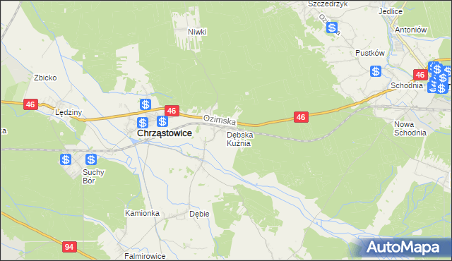 mapa Dębska Kuźnia, Dębska Kuźnia na mapie Targeo