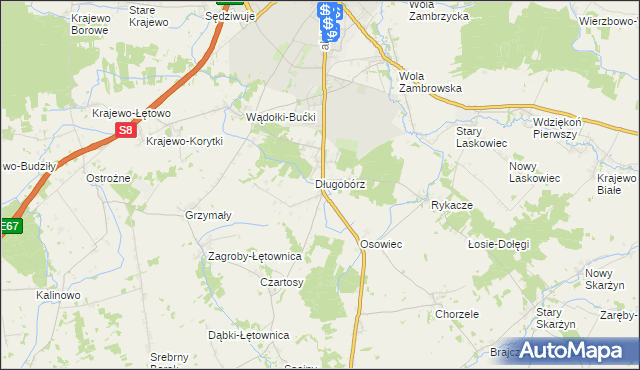 mapa Długobórz Drugi, Długobórz Drugi na mapie Targeo