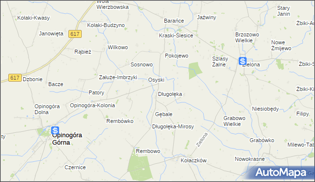 mapa Długołęka gmina Opinogóra Górna, Długołęka gmina Opinogóra Górna na mapie Targeo