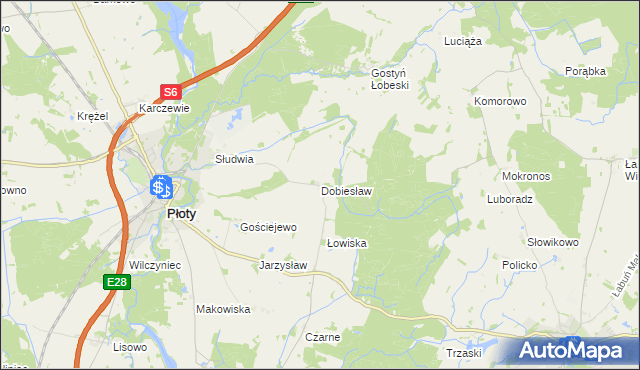 mapa Dobiesław gmina Płoty, Dobiesław gmina Płoty na mapie Targeo