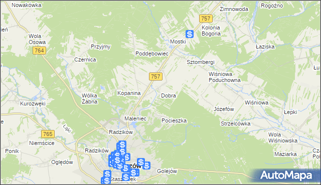 mapa Dobra gmina Staszów, Dobra gmina Staszów na mapie Targeo
