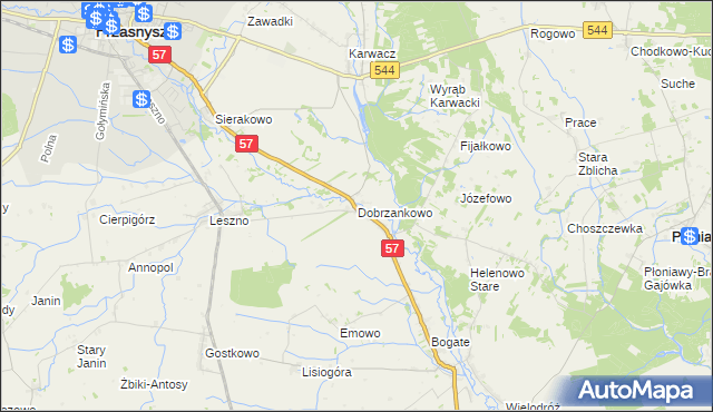 mapa Dobrzankowo, Dobrzankowo na mapie Targeo
