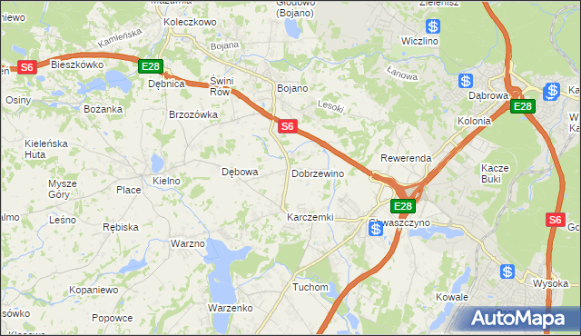 mapa Dobrzewino, Dobrzewino na mapie Targeo