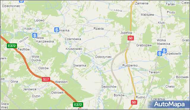 mapa Dobrzyniec, Dobrzyniec na mapie Targeo