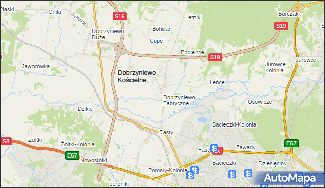 mapa Dobrzyniewo Fabryczne, Dobrzyniewo Fabryczne na mapie Targeo