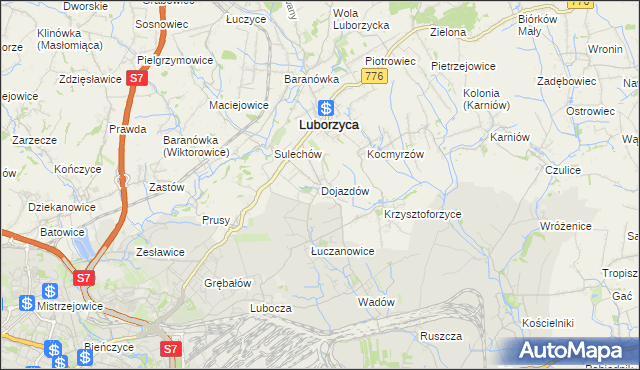 mapa Dojazdów, Dojazdów na mapie Targeo