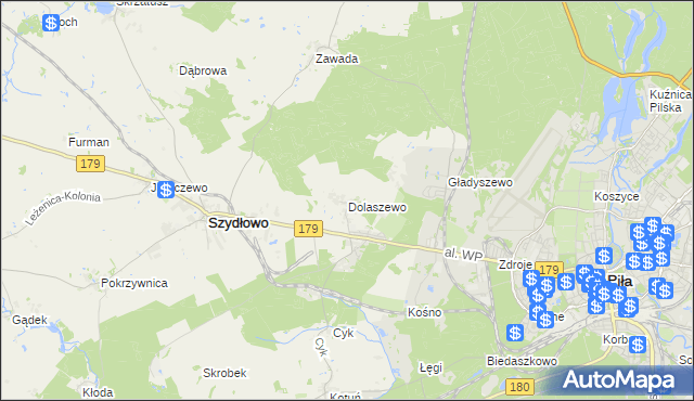 mapa Dolaszewo, Dolaszewo na mapie Targeo