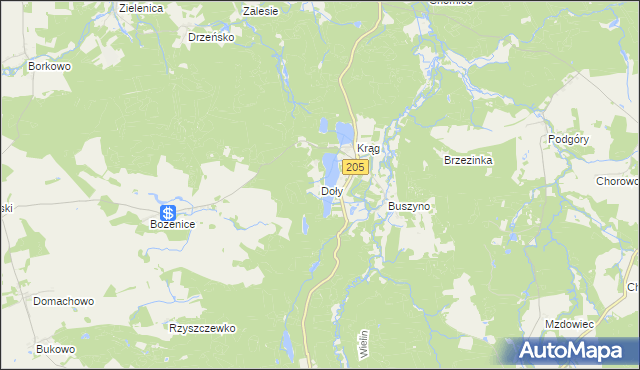 mapa Doły gmina Polanów, Doły gmina Polanów na mapie Targeo