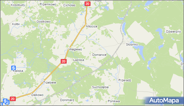mapa Domanice gmina Miastko, Domanice gmina Miastko na mapie Targeo