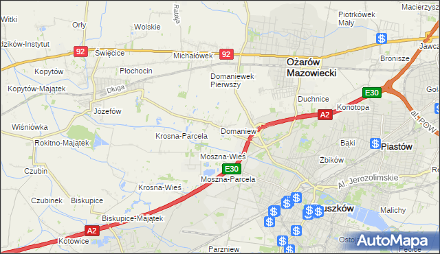 mapa Domaniew gmina Brwinów, Domaniew gmina Brwinów na mapie Targeo
