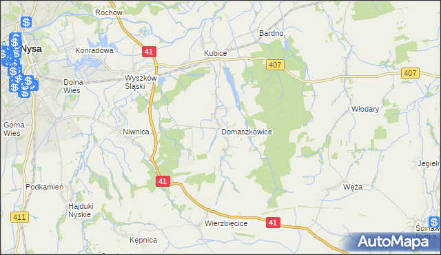 mapa Domaszkowice, Domaszkowice na mapie Targeo