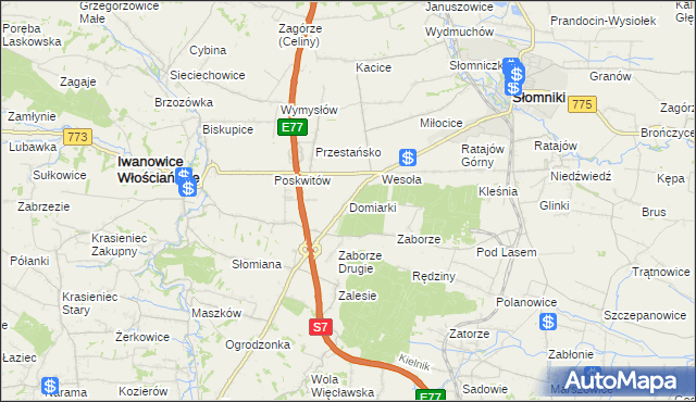 mapa Domiarki, Domiarki na mapie Targeo