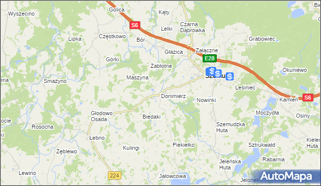 mapa Donimierz gmina Szemud, Donimierz gmina Szemud na mapie Targeo
