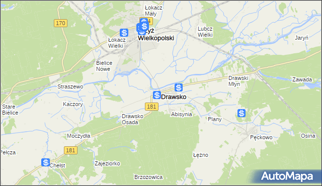 mapa Drawsko, Drawsko na mapie Targeo