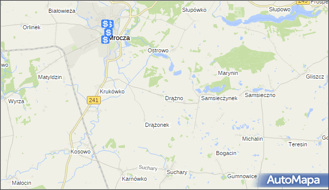 mapa Drążno gmina Mrocza, Drążno gmina Mrocza na mapie Targeo