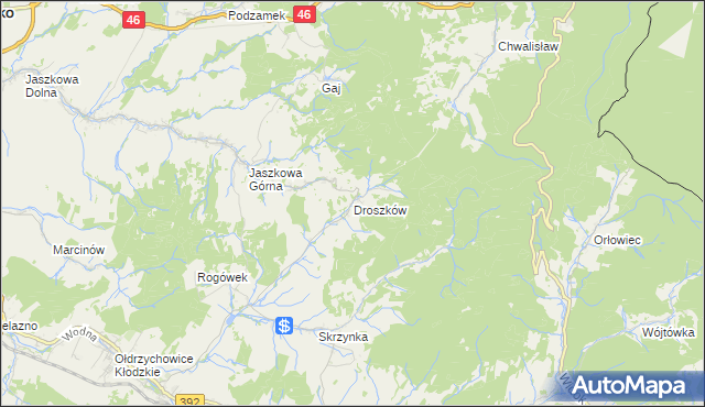mapa Droszków gmina Kłodzko, Droszków gmina Kłodzko na mapie Targeo