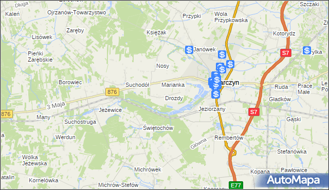 mapa Drozdy, Drozdy na mapie Targeo