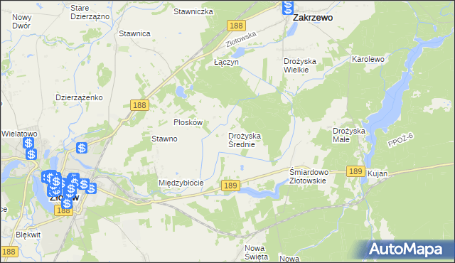 mapa Drożyska Średnie, Drożyska Średnie na mapie Targeo