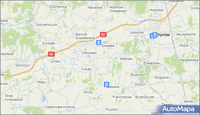 mapa Drwalewice gmina Chynów, Drwalewice gmina Chynów na mapie Targeo