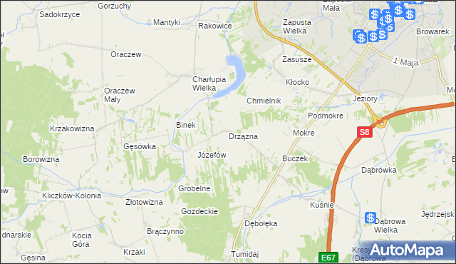 mapa Drzązna, Drzązna na mapie Targeo
