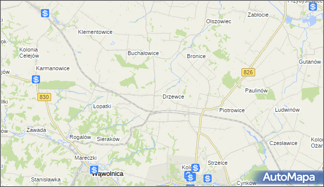 mapa Drzewce gmina Nałęczów, Drzewce gmina Nałęczów na mapie Targeo