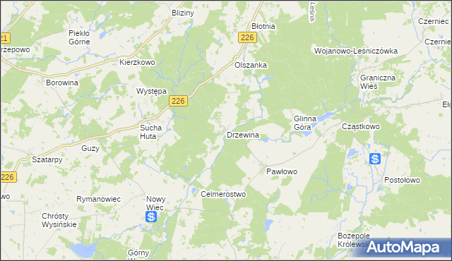mapa Drzewina, Drzewina na mapie Targeo