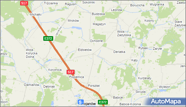 mapa Dudki gmina Trojanów, Dudki gmina Trojanów na mapie Targeo