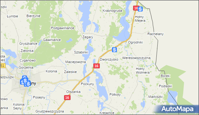 mapa Dworczysko gmina Sejny, Dworczysko gmina Sejny na mapie Targeo
