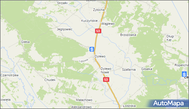 mapa Dylewo gmina Kadzidło, Dylewo gmina Kadzidło na mapie Targeo