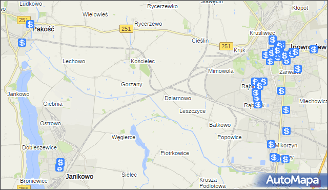 mapa Dziarnowo gmina Pakość, Dziarnowo gmina Pakość na mapie Targeo
