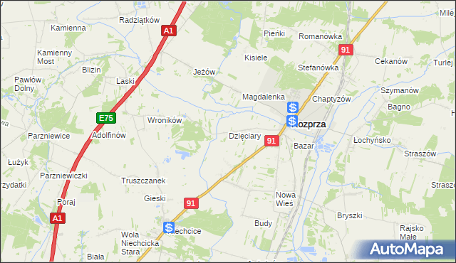 mapa Dzięciary, Dzięciary na mapie Targeo