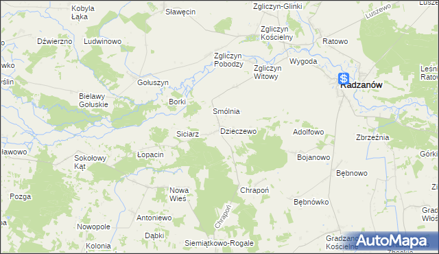 mapa Dzieczewo, Dzieczewo na mapie Targeo