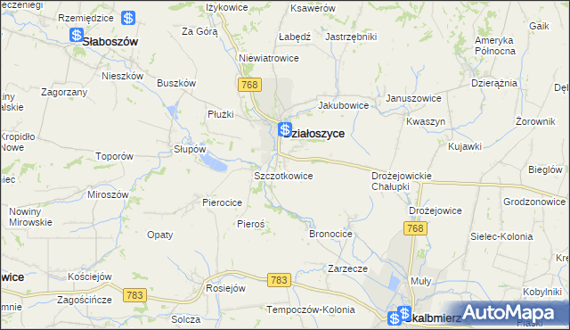 mapa Dziekanowice gmina Działoszyce, Dziekanowice gmina Działoszyce na mapie Targeo