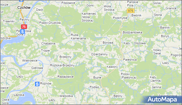 mapa Dzierżaniny, Dzierżaniny na mapie Targeo