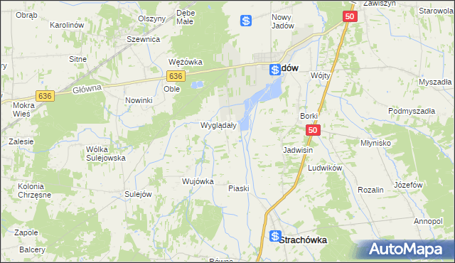 mapa Dzierżanów gmina Jadów, Dzierżanów gmina Jadów na mapie Targeo