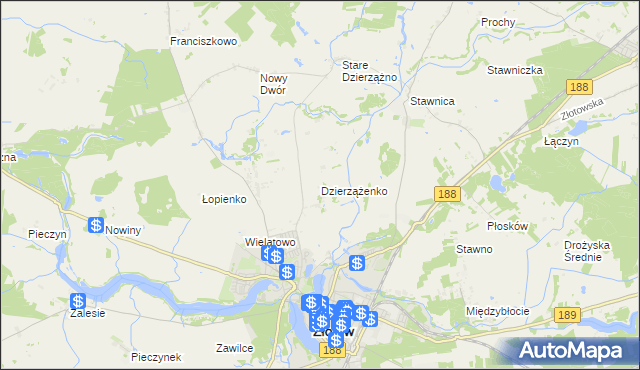 mapa Dzierzążenko, Dzierzążenko na mapie Targeo